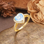 Luxurious & Romantic 3-Prong Heart Cut Moonstone Engagement Ring - Additional view