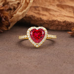 Luxurious & Romantic 3-Prong Heart Cut Ruby Engagement Ring - Additional view