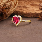 Luxurious & Romantic 3-Prong Heart Cut Ruby Engagement Ring - Additional view