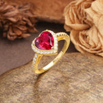 Luxurious & Romantic 3-Prong Heart Cut Ruby Engagement Ring - Additional view