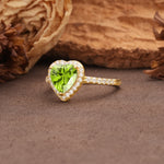 Luxurious & Romantic 3-Prong Heart Cut Peridot Engagement Ring - Additional view
