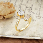 Unique & Luxurious Single-Row Pavé, 3-Prong, Heart-Cut Diamond Ring Moissanite Engagement Ring - Additional view