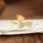 Unique & Luxurious Single-Row Pavé, 3-Prong, Heart-Cut Diamond Ring Citrine Engagement Ring - Additional view