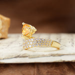 Unique & Luxurious Single-Row Pavé, 3-Prong, Heart-Cut Diamond Ring Citrine Engagement Ring - Additional view