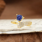 Unique & Luxurious Single-Row Pavé, 3-Prong, Heart-Cut Diamond Ring Tanzanite Engagement Ring - Additional view