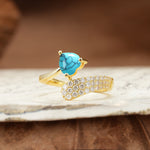 Unique & Luxurious Single-Row Pavé, 3-Prong, Heart-Cut Diamond Ring Turquoise Engagement Ring - Additional view
