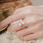 Unique & Luxurious Single-Row Pavé, 3-Prong, Heart-Cut Diamond Ring Moonstone Engagement Ring - Additional view