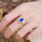 Vintage-Luxury 3-Prong Pear-Cut with Pavé Accents Sapphire Engagement Ring - Additional view