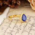 Vintage-Luxury 3-Prong Pear-Cut with Pavé Accents Tanzanite Engagement Ring - Additional view