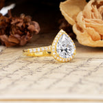 Vintage-Luxury 3-Prong Pear-Cut with Pavé Accents Lab Diamond Engagement Ring - Additional view