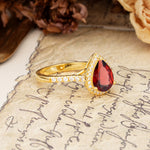 Vintage-Luxury 3-Prong Pear-Cut with Pavé Accents Garnet Engagement Ring - Additional view