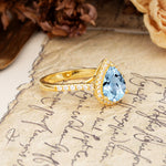 Vintage-Luxury 3-Prong Pear-Cut with Pavé Accents Aquamarine Engagement Ring - Additional view
