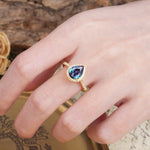 Vintage-Luxury 3-Prong Pear-Cut with Pavé Accents Alexandrite Engagement Ring - Additional view