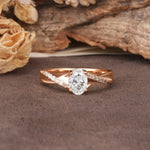 Unique, Luxurious Twisted 4-Prong Oval Cut Moissanite Engagement Ring - Additional view