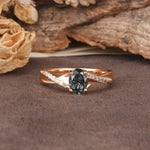 Unique, Luxurious Twisted 4-Prong Oval Cut Black Rutilated Quartz Engagement Ring - Additional view
