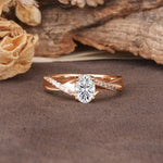 Unique, Luxurious Twisted 4-Prong Oval Cut Lab Diamond Engagement Ring - Additional view