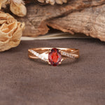 Unique, Luxurious Twisted 4-Prong Oval Cut Garnet Engagement Ring - Additional view