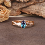 Unique, Luxurious Twisted 4-Prong Oval Cut Alexandrite Engagement Ring - Additional view