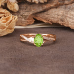 Unique, Luxurious Twisted 4-Prong Oval Cut Peridot Engagement Ring - Additional view