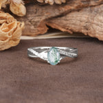Unique, Luxurious Twisted 4-Prong Oval Cut Moss Agate Engagement Ring - Additional view