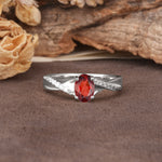 Unique, Luxurious Twisted 4-Prong Oval Cut Garnet Engagement Ring - Additional view