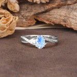 Unique, Luxurious Twisted 4-Prong Oval Cut Moonstone Engagement Ring - Additional view
