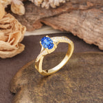 Unique, Luxurious Twisted 4-Prong Oval Cut Sapphire Engagement Ring - Additional view