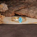 Unique, Luxurious Twisted 4-Prong Oval Cut Turquoise Engagement Ring - Additional view