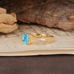 Unique, Luxurious Twisted 4-Prong Oval Cut Turquoise Engagement Ring - Additional view