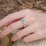 Unique, Luxurious Twisted 4-Prong Oval Cut Turquoise Engagement Ring - Additional view