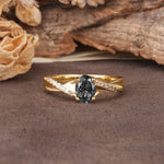 Unique, Luxurious Twisted 4-Prong Oval Cut Black Rutilated Quartz Engagement Ring - Additional view