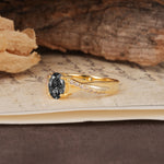 Unique, Luxurious Twisted 4-Prong Oval Cut Black Rutilated Quartz Engagement Ring - Additional view
