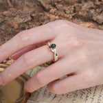 Unique, Luxurious Twisted 4-Prong Oval Cut Black Rutilated Quartz Engagement Ring - Additional view