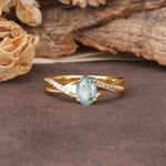Unique, Luxurious Twisted 4-Prong Oval Cut Moss Agate Engagement Ring - Additional view