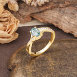 Unique, Luxurious Twisted 4-Prong Oval Cut Moss Agate Engagement Ring - Additional view