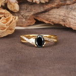 Unique, Luxurious Twisted 4-Prong Oval Cut Black Onyx Engagement Ring - Additional view