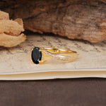 Unique, Luxurious Twisted 4-Prong Oval Cut Black Onyx Engagement Ring - Additional view