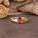 Unique, Luxurious Twisted 4-Prong Oval Cut Garnet Engagement Ring - Additional view