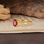 Unique, Luxurious Twisted 4-Prong Oval Cut Garnet Engagement Ring - Additional view
