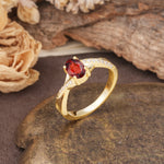 Unique, Luxurious Twisted 4-Prong Oval Cut Garnet Engagement Ring - Additional view