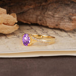 Unique, Luxurious Twisted 4-Prong Oval Cut Amethyst Engagement Ring - Additional view