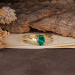 Unique, Luxurious Twisted 4-Prong Oval Cut Emerald Engagement Ring - Additional view