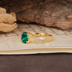Unique, Luxurious Twisted 4-Prong Oval Cut Emerald Engagement Ring - Additional view