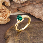 Unique, Luxurious Twisted 4-Prong Oval Cut Emerald Engagement Ring - Additional view
