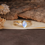 Unique, Luxurious Twisted 4-Prong Oval Cut Moonstone Engagement Ring - Additional view
