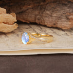 Unique, Luxurious Twisted 4-Prong Oval Cut Moonstone Engagement Ring - Additional view