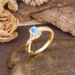 Unique, Luxurious Twisted 4-Prong Oval Cut Moonstone Engagement Ring - Additional view