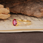 Unique, Luxurious Twisted 4-Prong Oval Cut Ruby Engagement Ring - Additional view