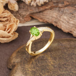 Unique, Luxurious Twisted 4-Prong Oval Cut Peridot Engagement Ring - Additional view