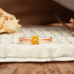 Simple 4-Prong Round Cut Citrine Engagement Ring - Additional view